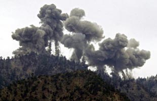 US bombing in Tora Bora, December 14, 2001.